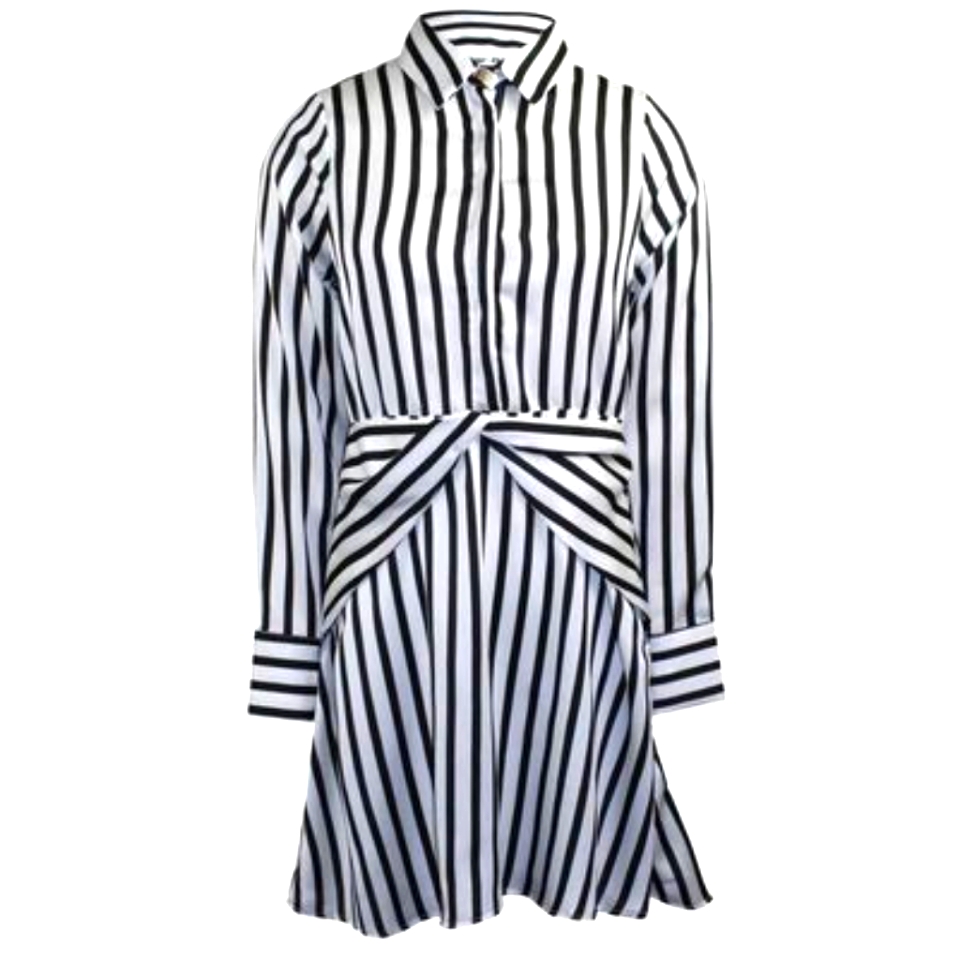 Line & Dot Margo Dress Black White Striped Dress Medium